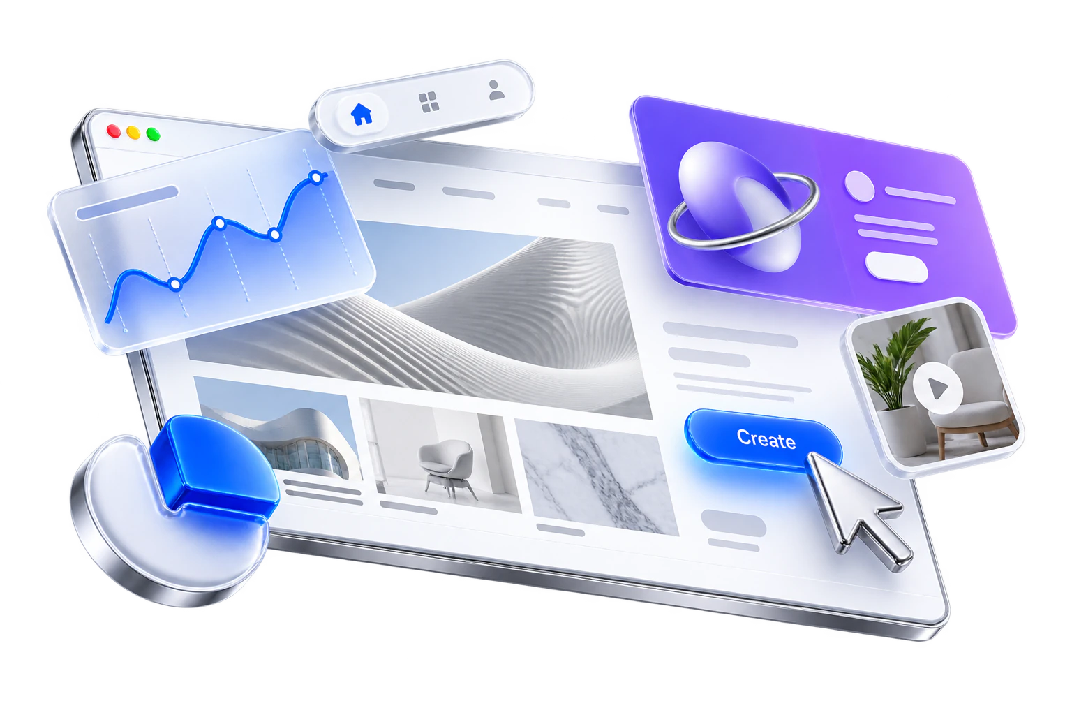 Web design and UI/UX interface composition.