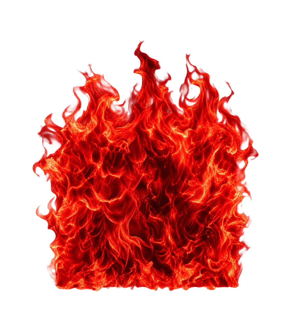 Vivid red fire with flames rising upward.